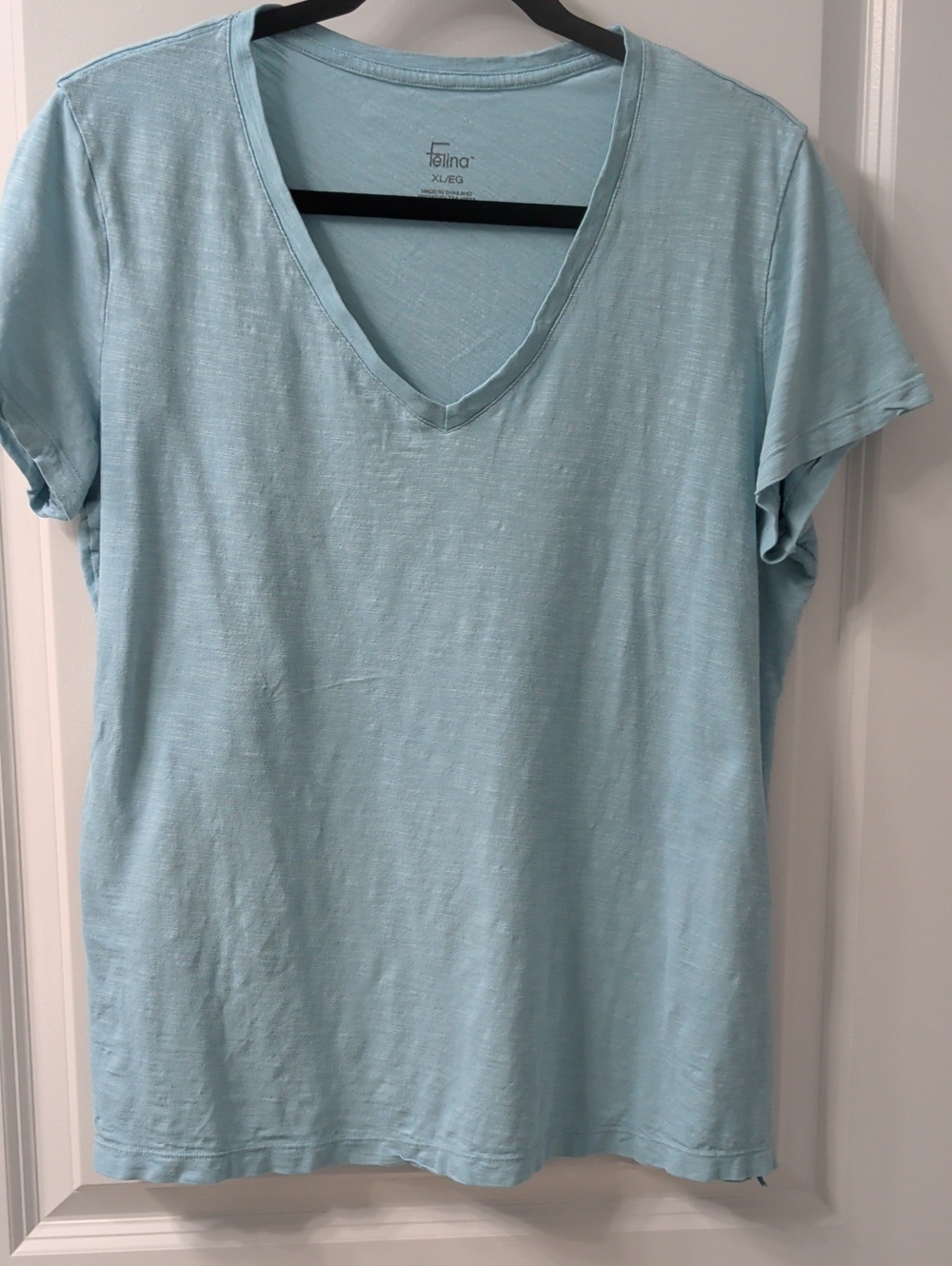 Felina Pale Blue/Aqua V-Neck Short Sleeve Tee